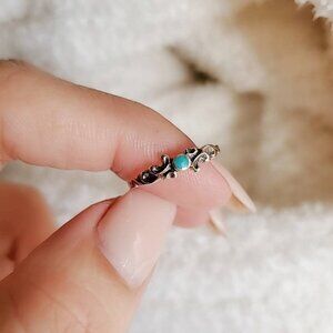 Sterling Silver Dainty Turquoise Ring, Thin Women Ring, Simple Ring, Stack Ring